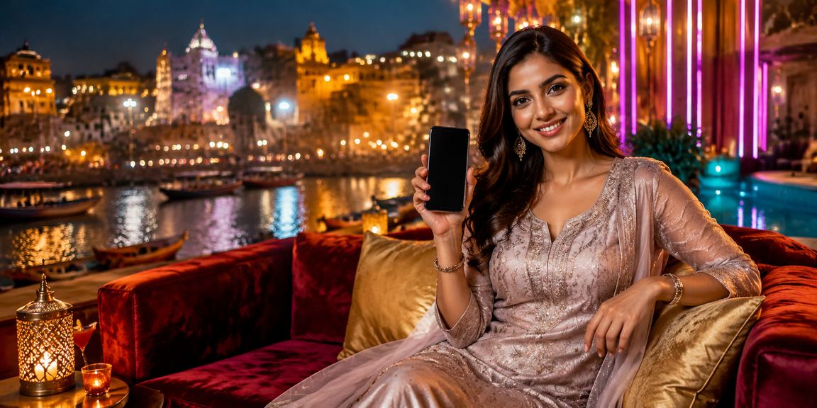 Teen Patti player using z47 app at Varanasi ghat